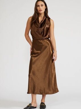 BARBARA SATIN SKIRT - BRONZE